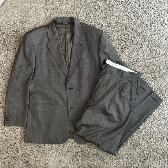 Gianni Manzoni Men's 2-Piece Wool Italian Suit 42R Pants 34x30 REDA Super 100s